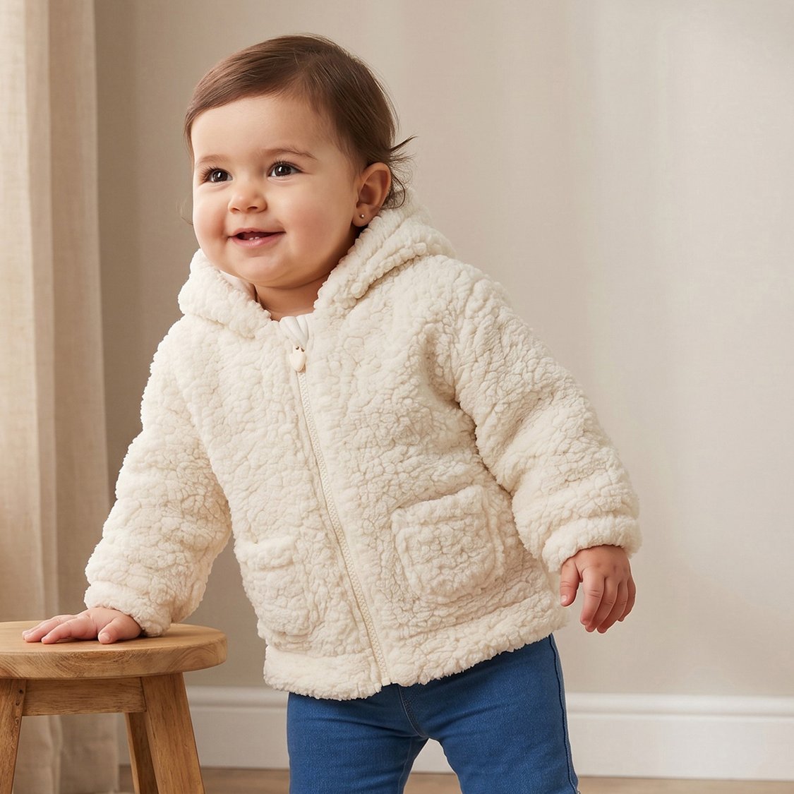 Juniors Fuzzy Hooded Jacket