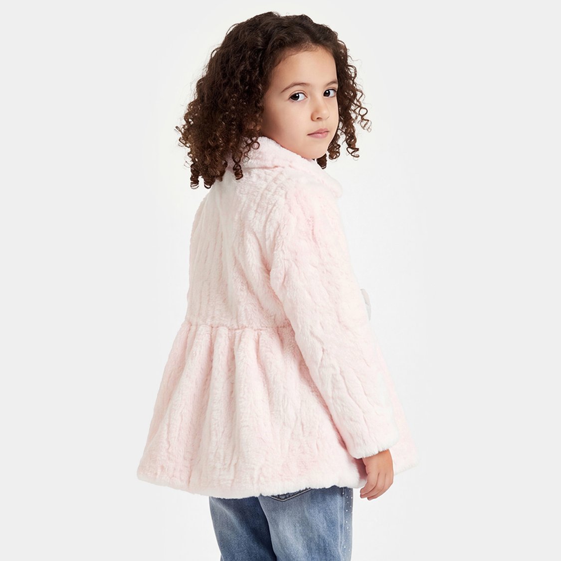 Juniors Fur-Textured Jacket with Bow Detail