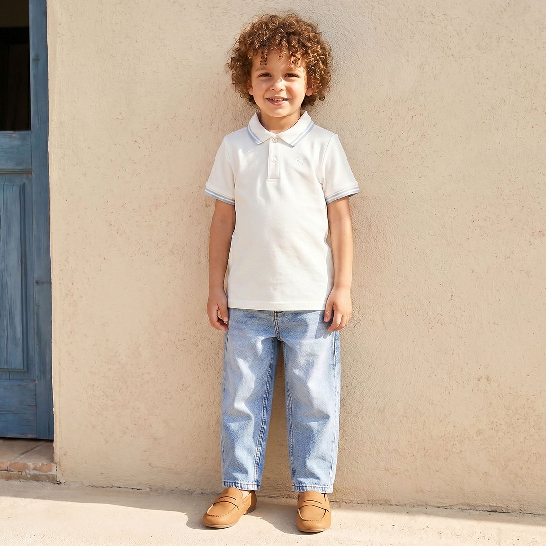 Juniors Solid Polo T-shirt with Tapping Detail