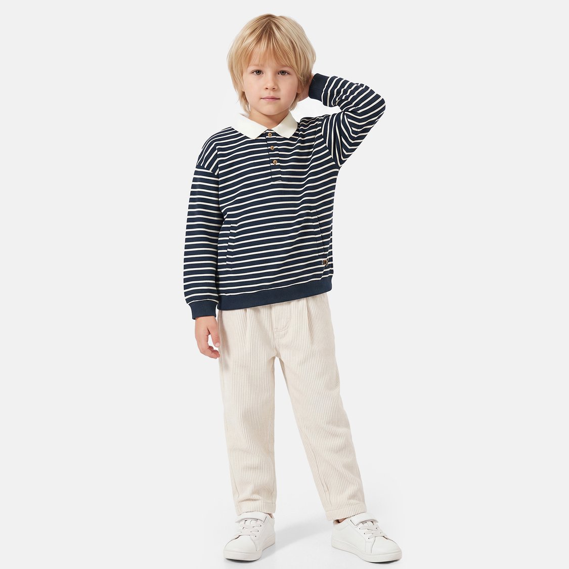 Juniors Striped Polo Neck Pullover Sweater