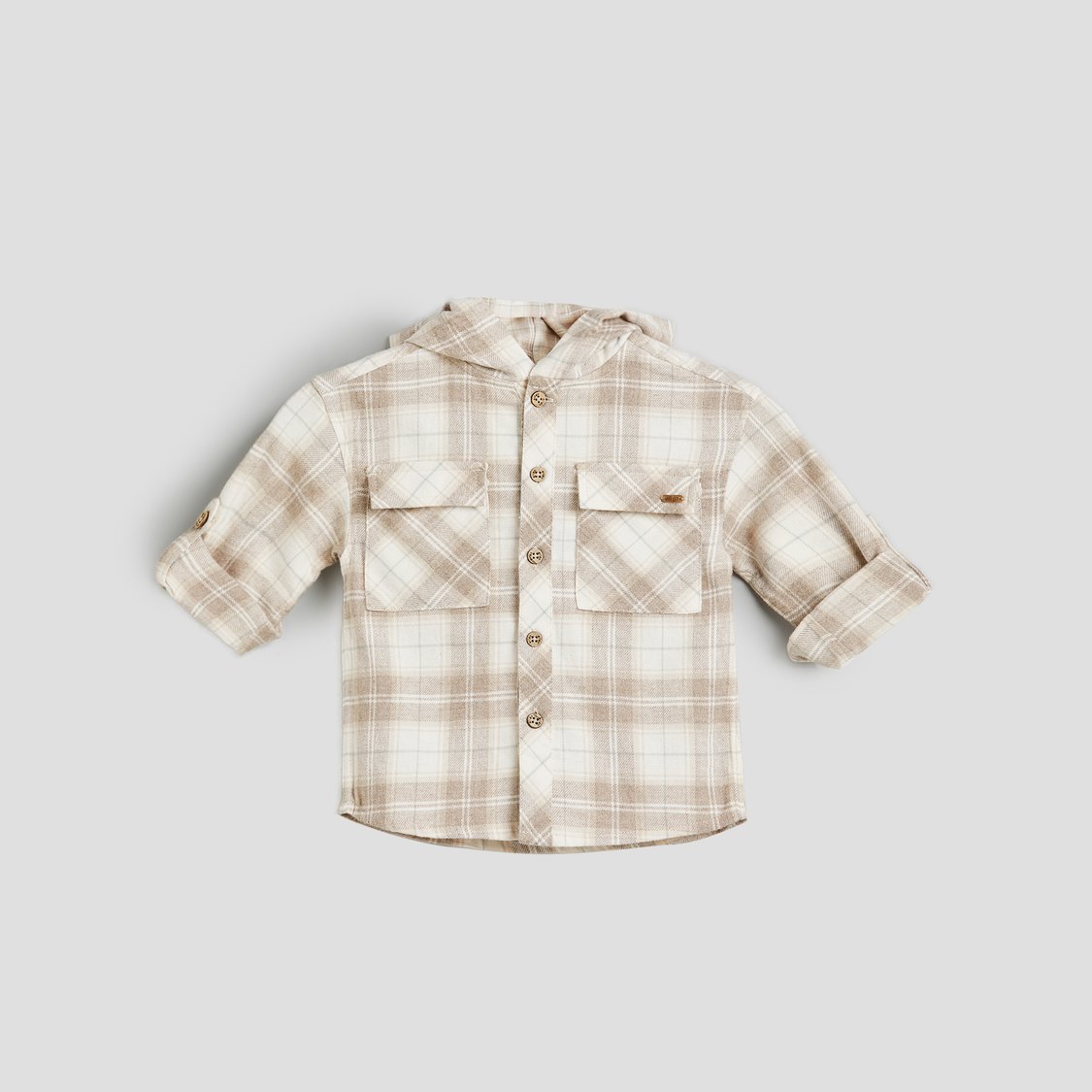 Juniors Checked Hooded Shirt