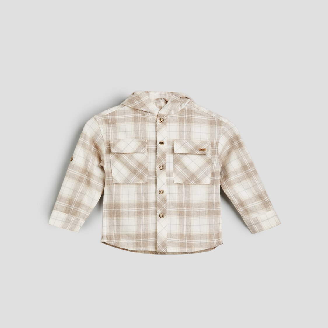 Juniors Checked Hooded Shirt