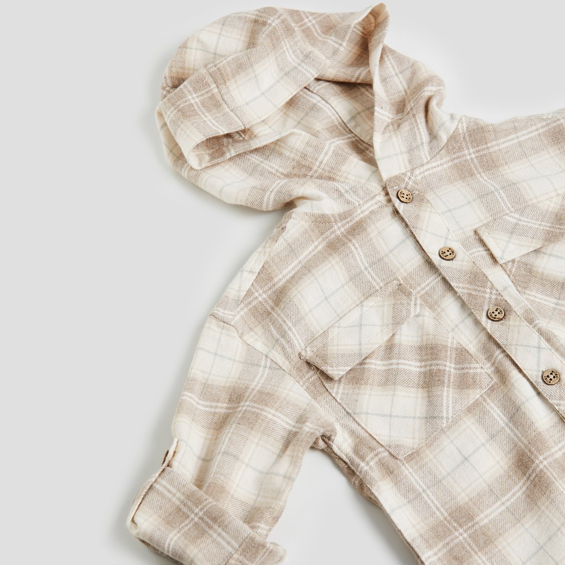 Juniors Checked Hooded Shirt