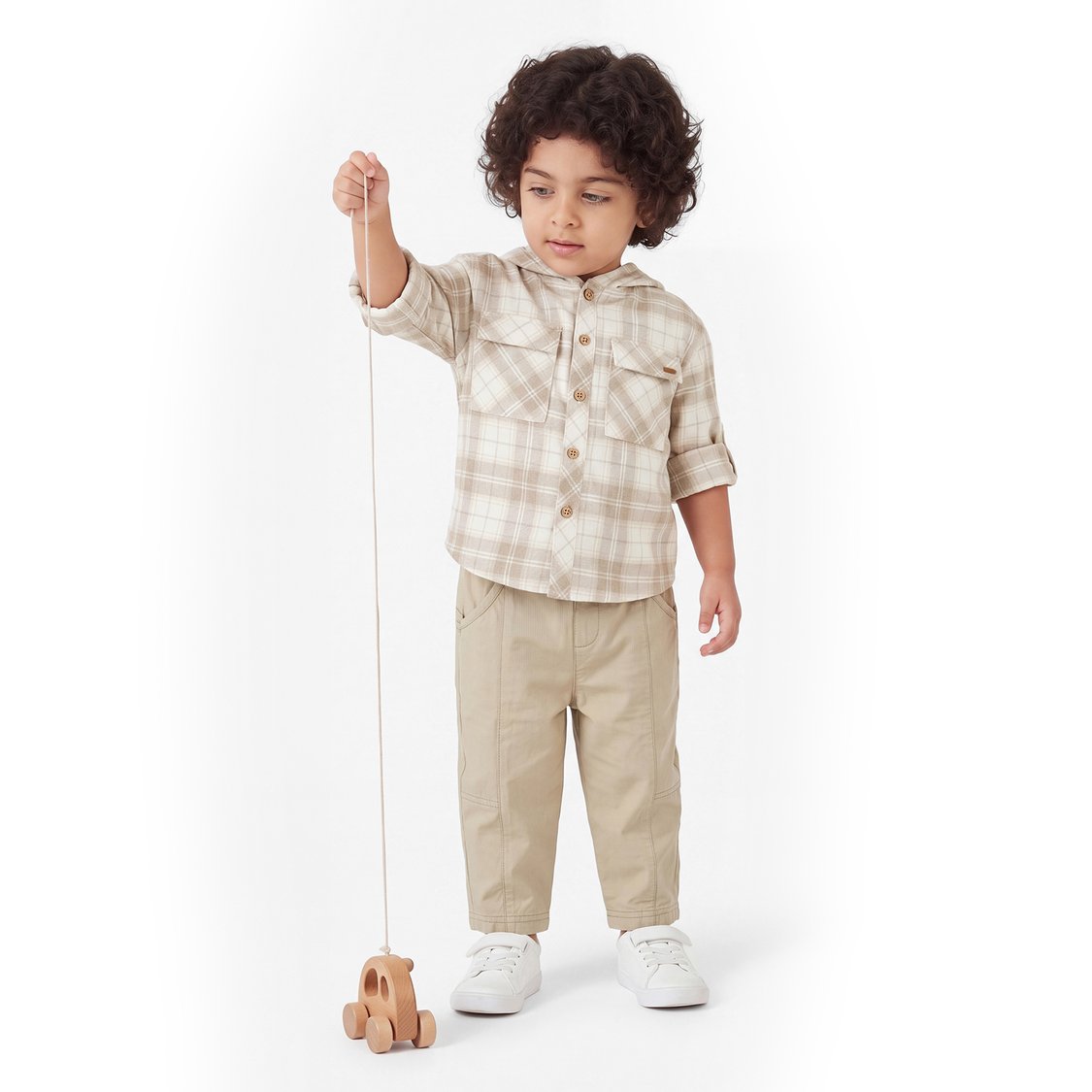 Juniors Checked Hooded Shirt