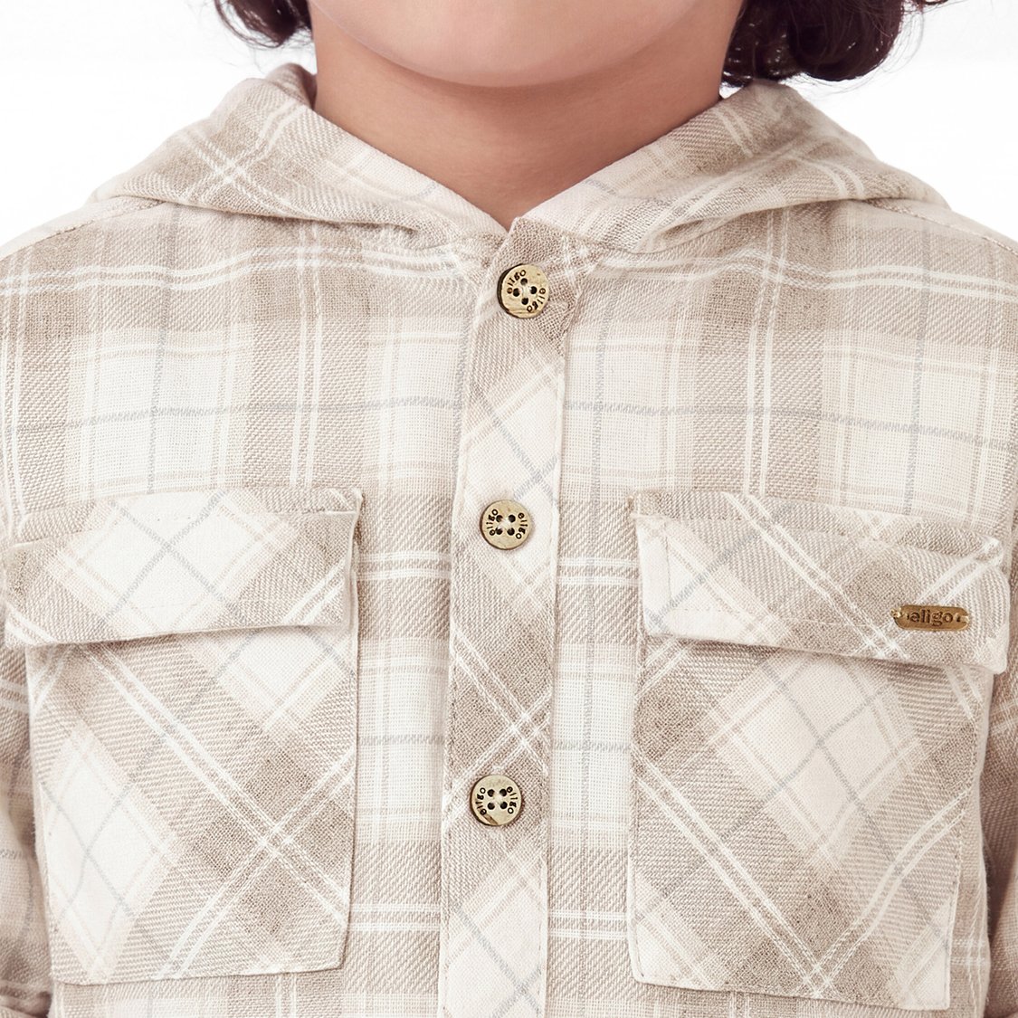 Juniors Checked Hooded Shirt