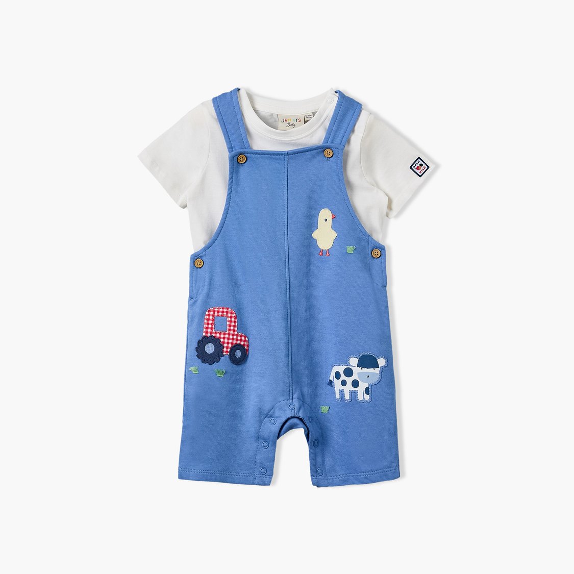 Juniors Applique Dungaree and T-shirt Set