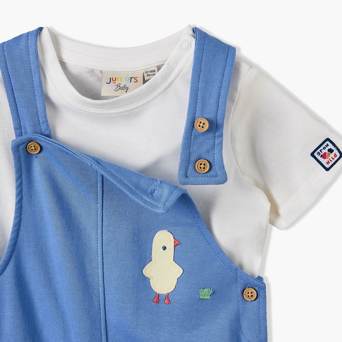 Juniors Applique Dungaree and T-shirt Set