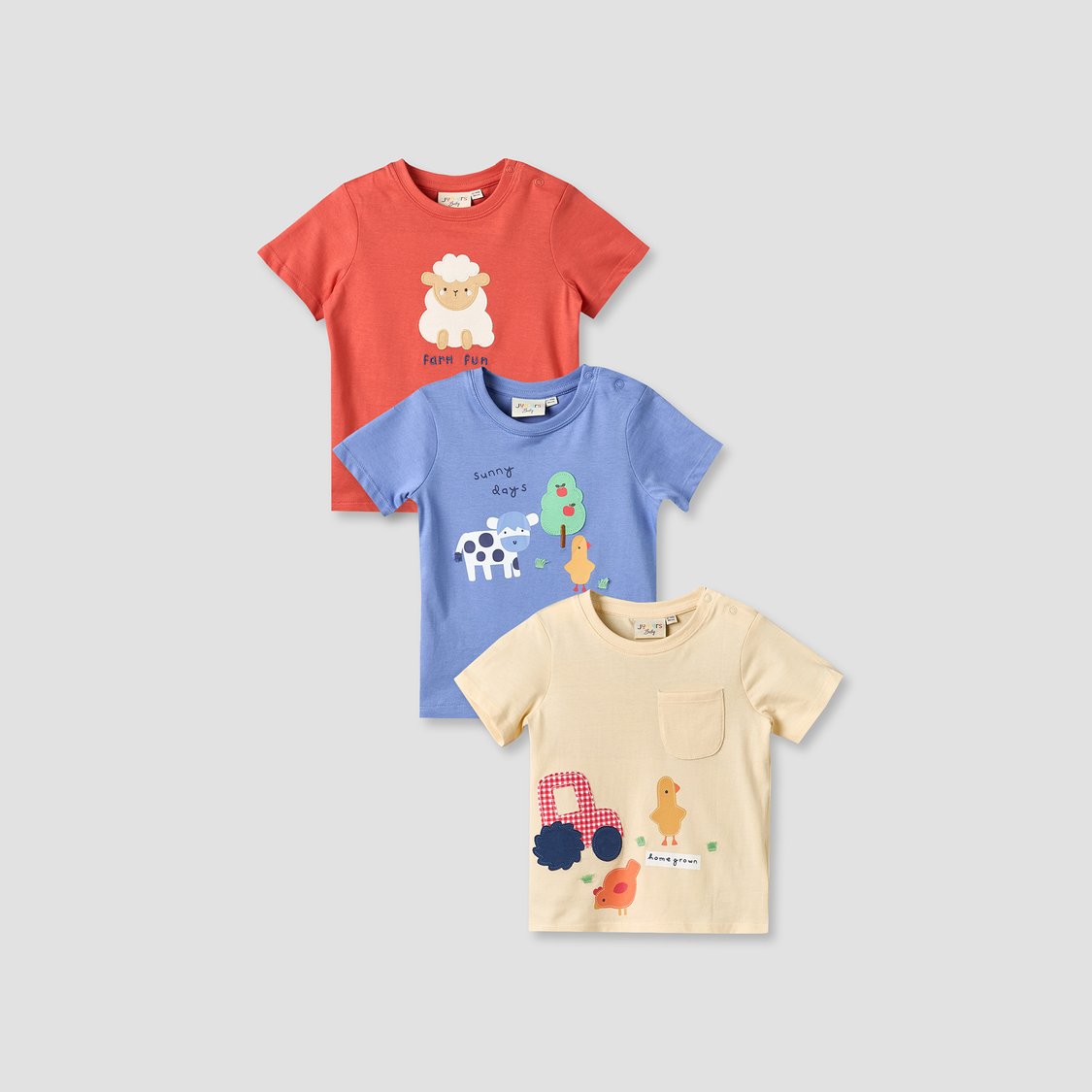 Juniors Farm Animals T-shirt - Pack of 3