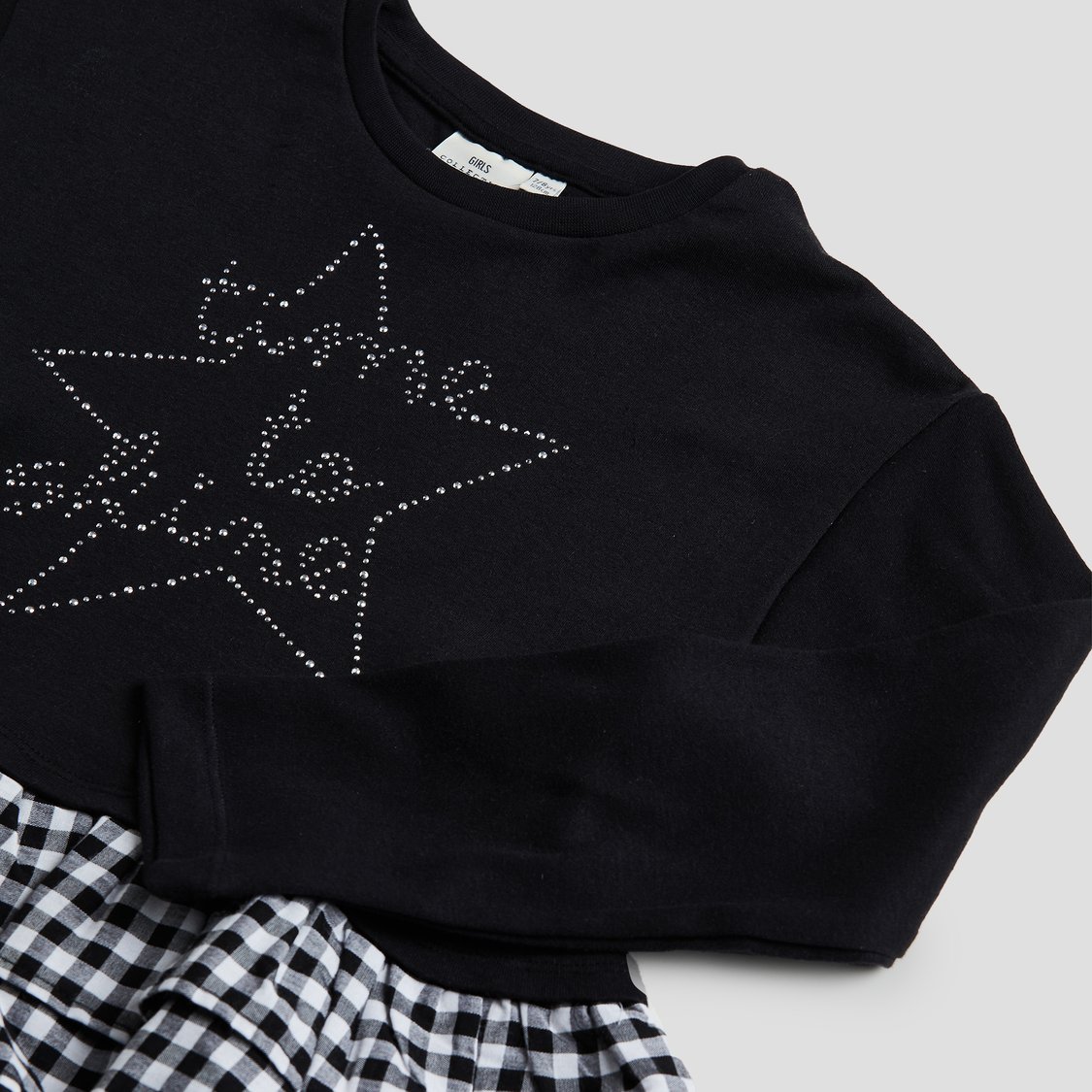 Junior Sports Rhinestone Layered Peplum Top