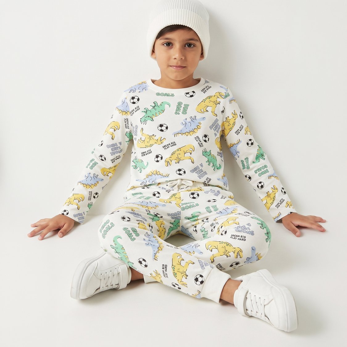 Juniors Dino Print T-shirt with Joggers Set