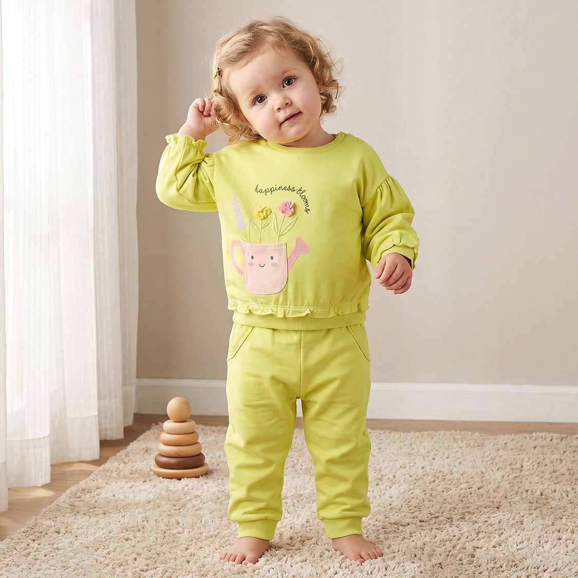 Juniors Floral Applique Sweatshirt and Joggers Set