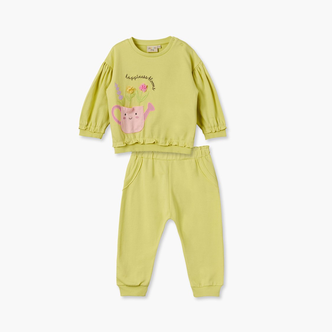 Juniors Floral Applique Sweatshirt and Joggers Set