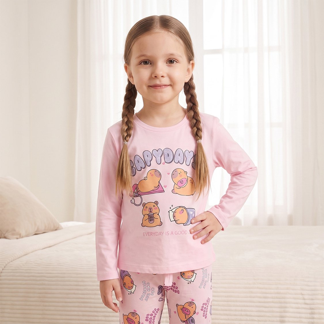 Juniors Capybara Print T-shirt and Pyjama Set