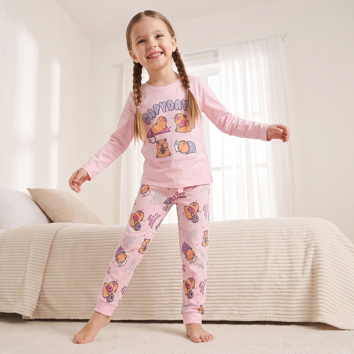 Juniors Capybara Print T-shirt and Pyjama Set