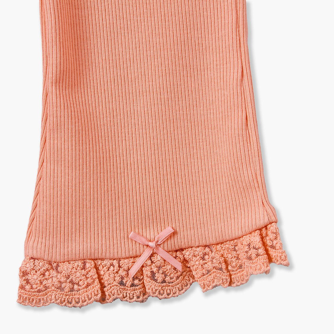 Juniors Flared Leggings with Lace Trim