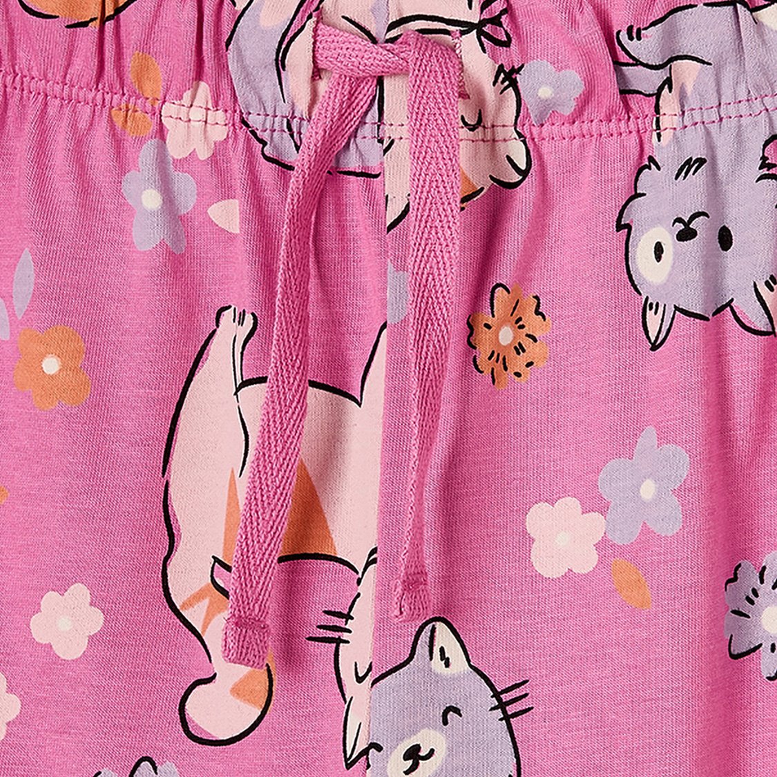 Juniors Cat Print T-shirt with Pyjama Set