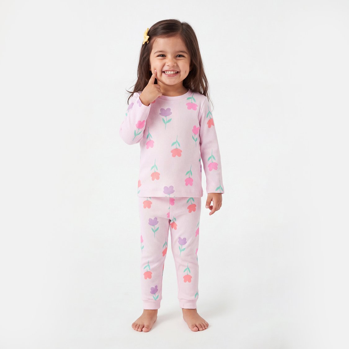 Juniors Floral Print T-shirt with Pyjama Set