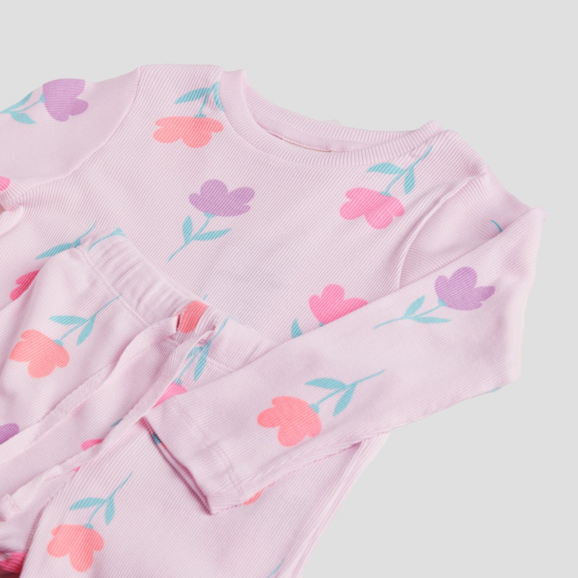 Juniors Floral Print T-shirt with Pyjama Set
