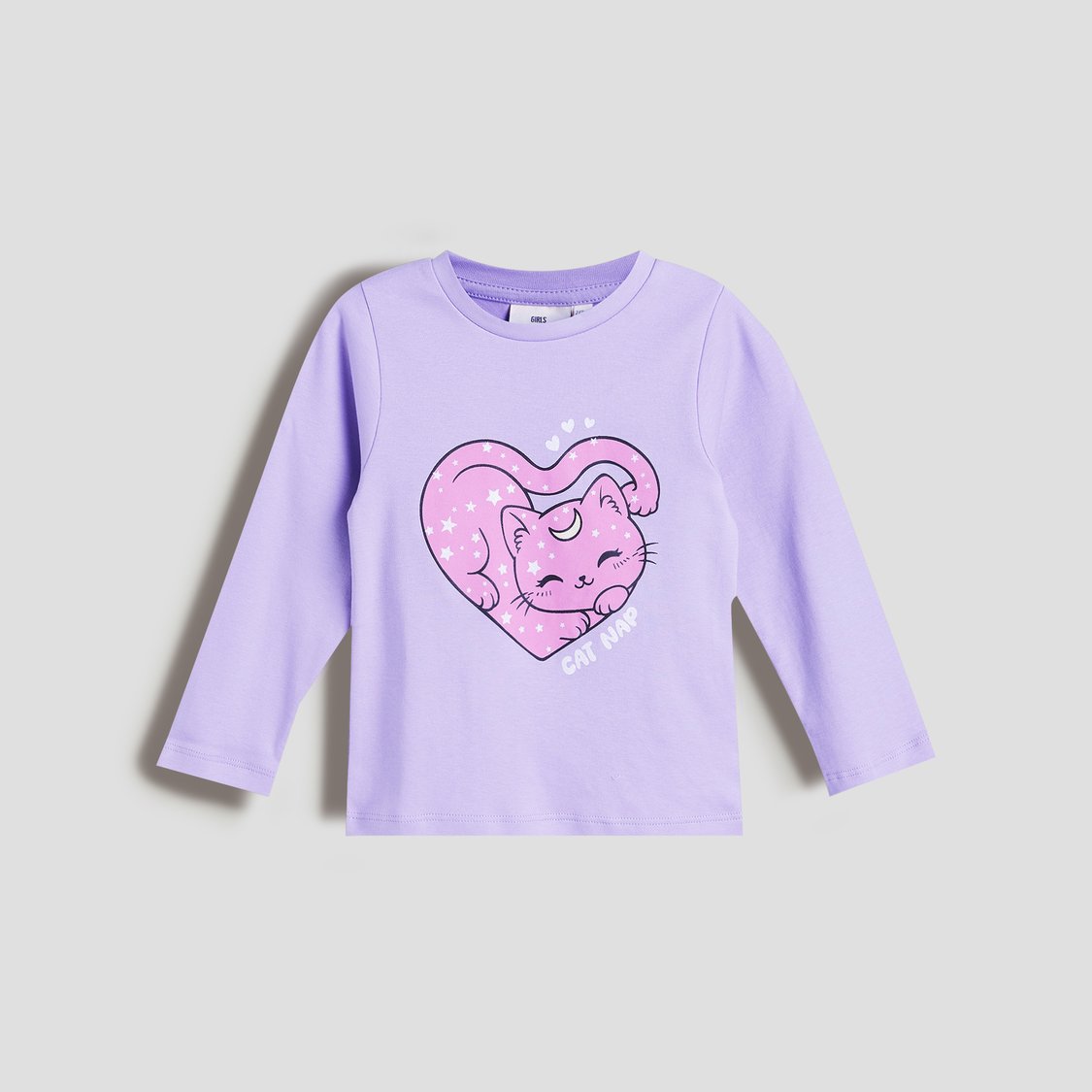 Juniors Cat Print T-shirt with Pyjamas Set