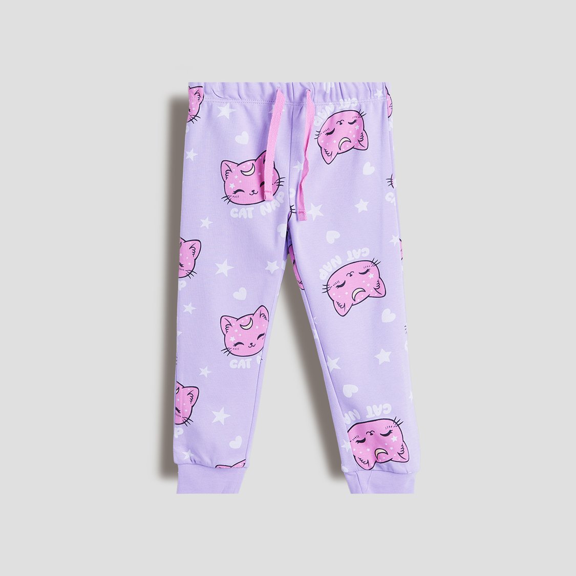 Juniors Cat Print T-shirt with Pyjamas Set