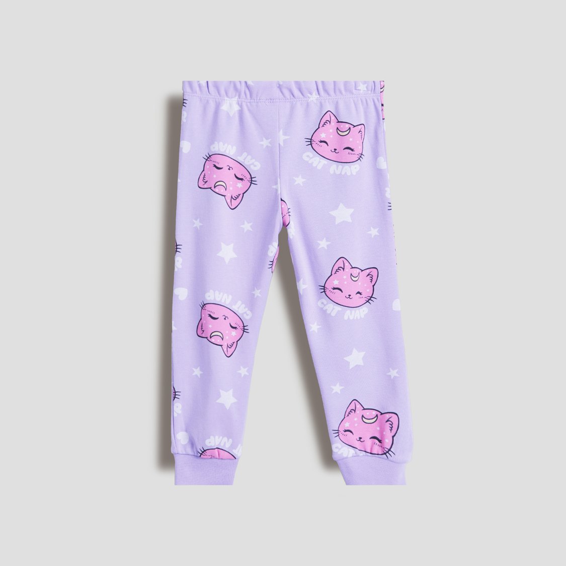 Juniors Cat Print T-shirt with Pyjamas Set