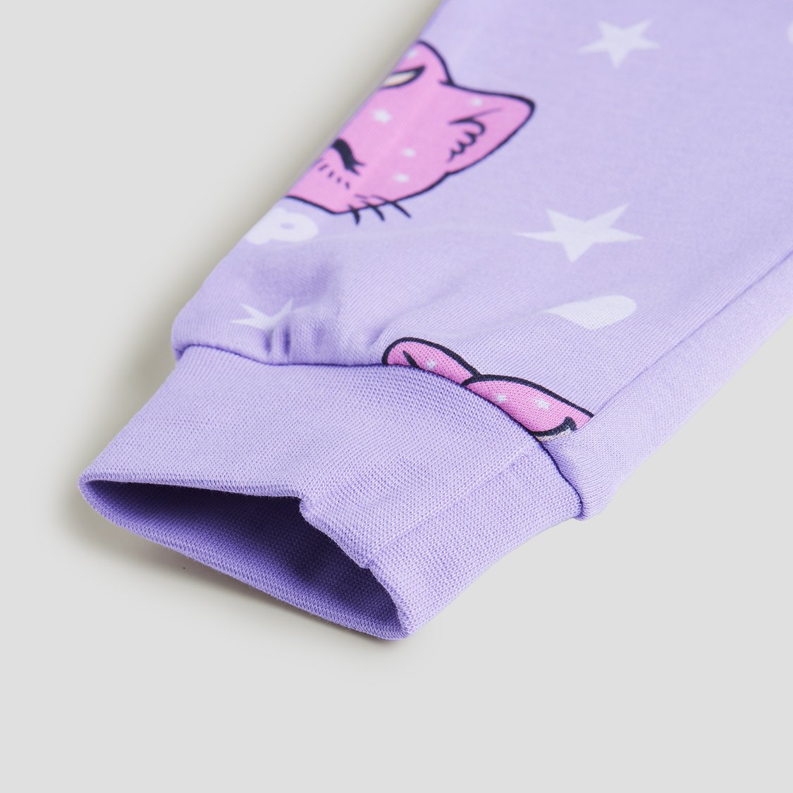 Juniors Cat Print T-shirt with Pyjamas Set