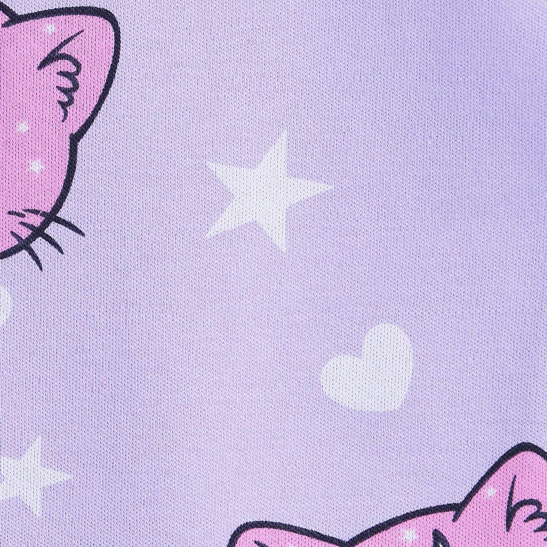 Juniors Cat Print T-shirt with Pyjamas Set
