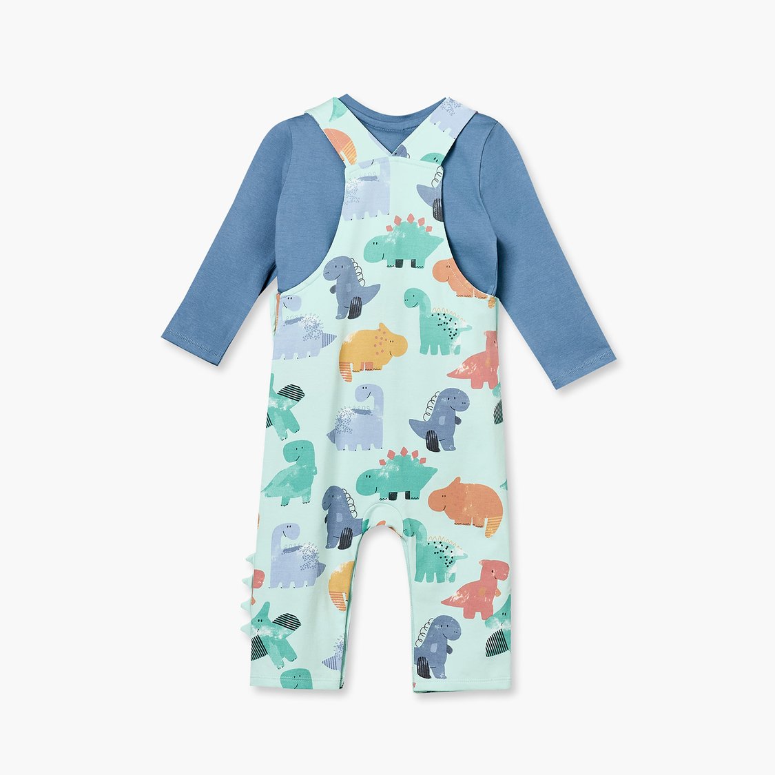 Juniors Dinosaur Print Dungaree with T-shirt