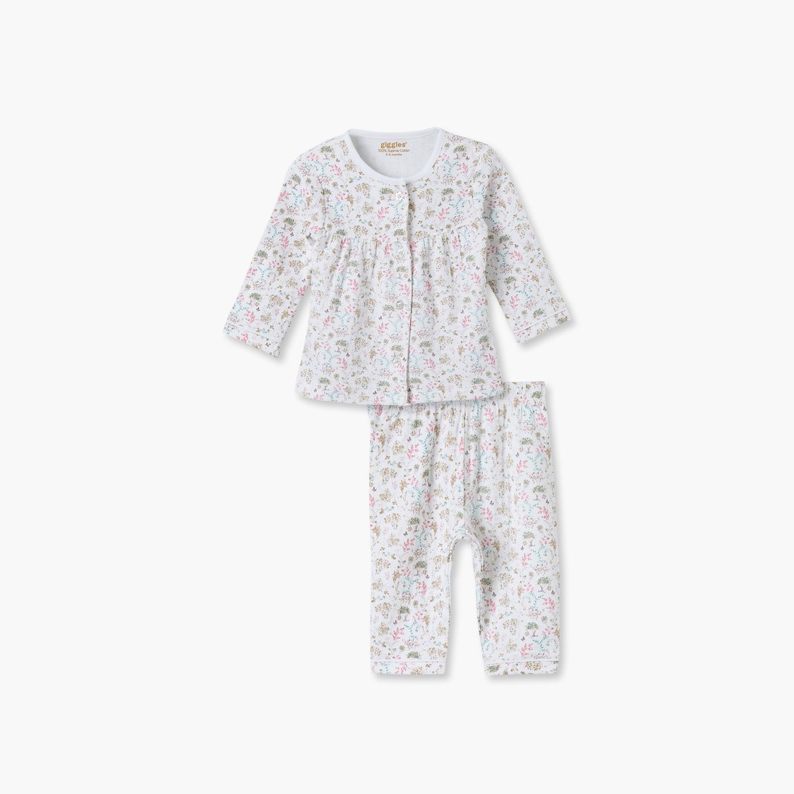 Giggles Floral Print Top and Pyjama Set