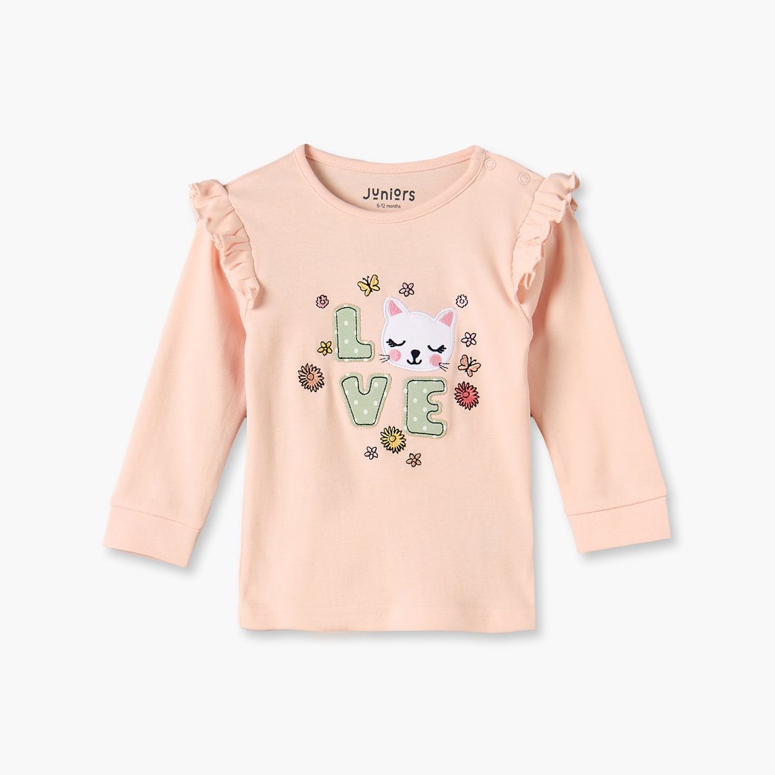 Juniors Cat Applique Top with Pyjama Set