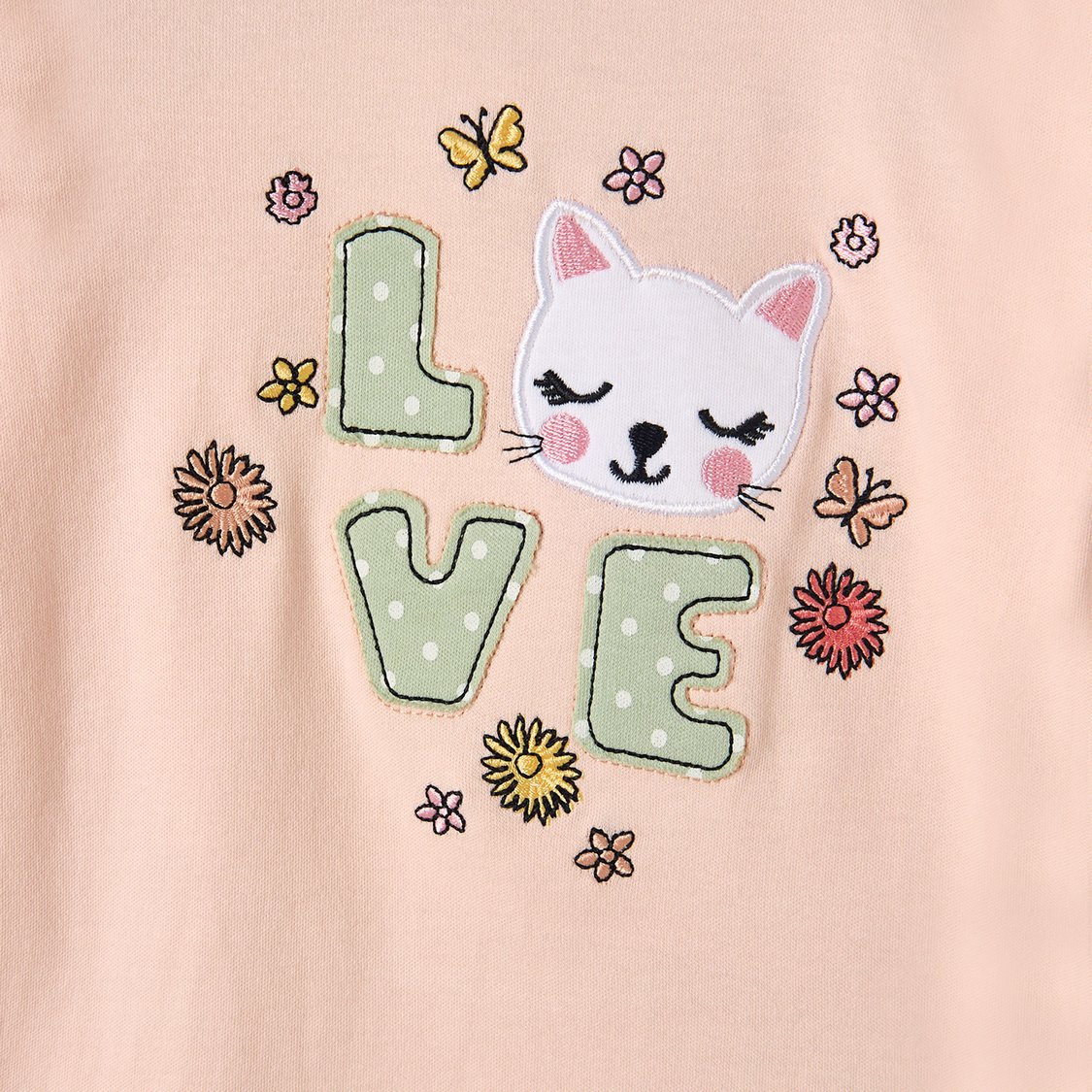 Juniors Cat Applique Top with Pyjama Set