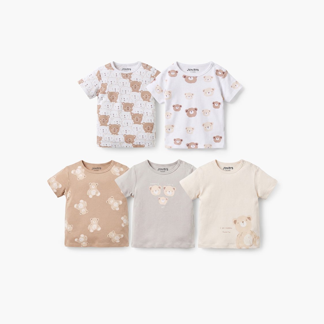 Juniors Bear Print T-shirts - Pack of 5