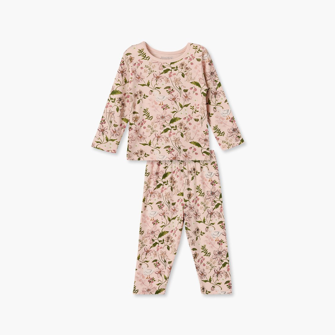 Juniors Floral Print T-shirt with Pyjama Set