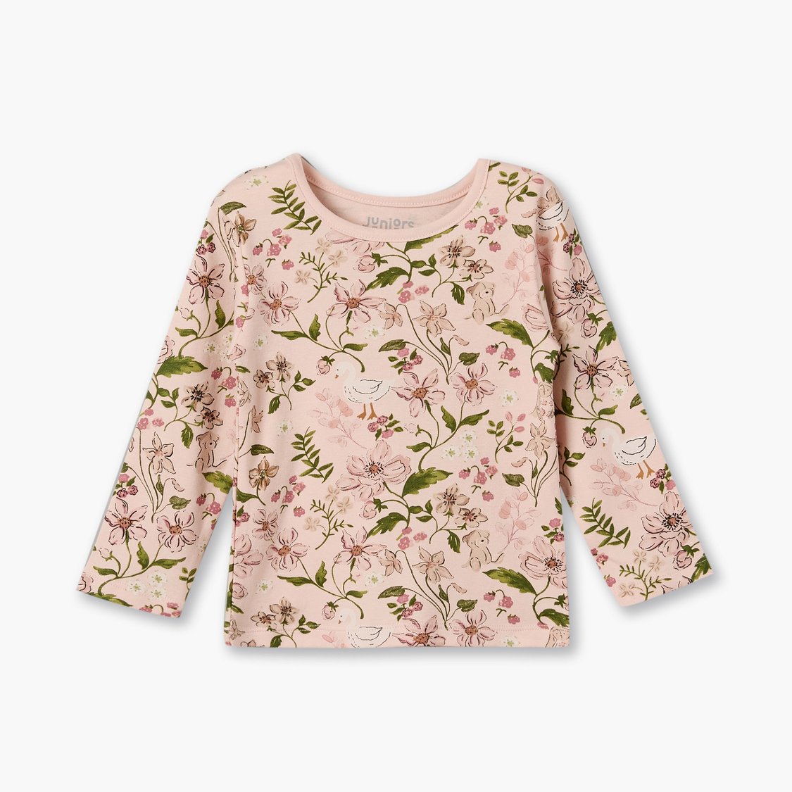 Juniors Floral Print T-shirt with Pyjama Set