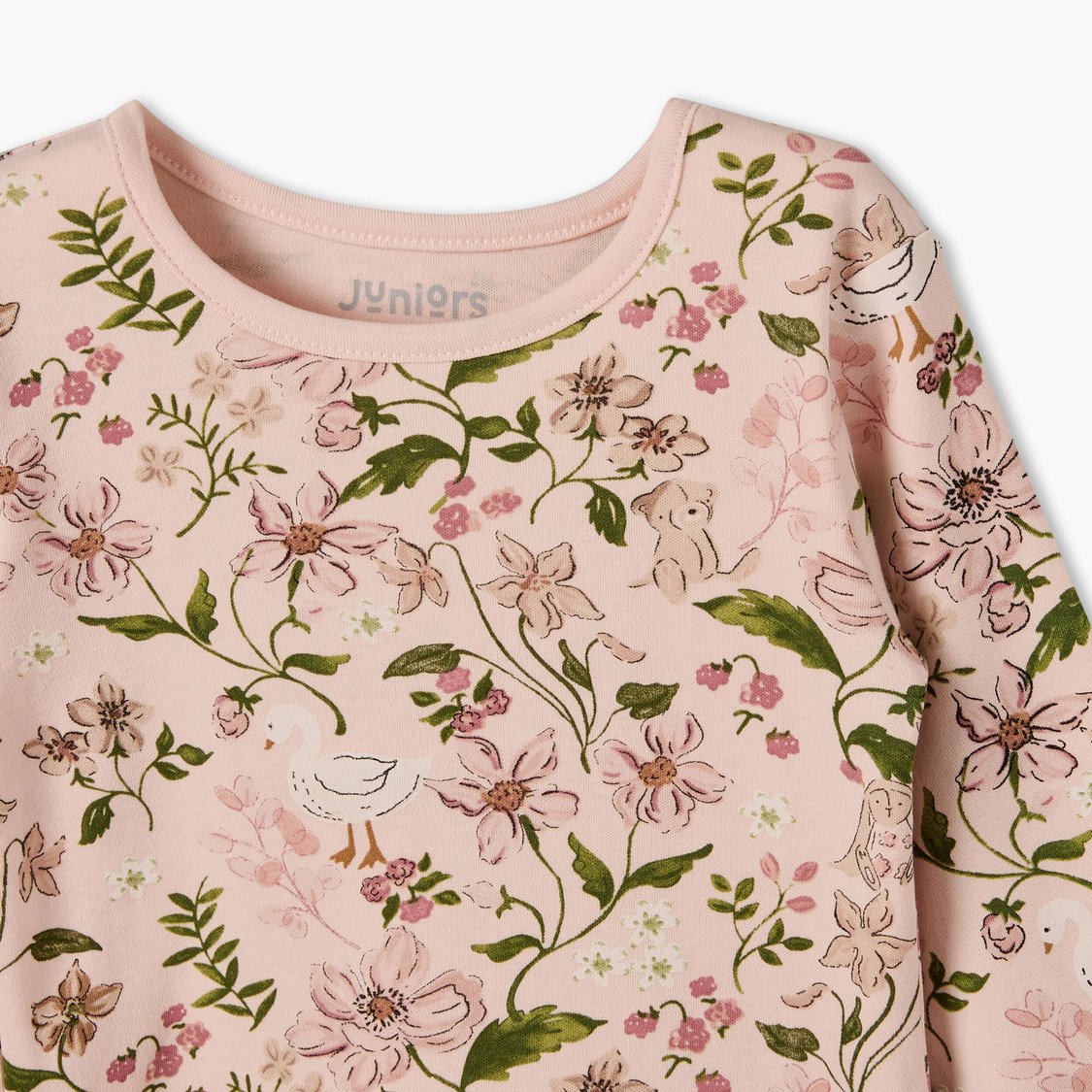 Juniors Floral Print T-shirt with Pyjama Set