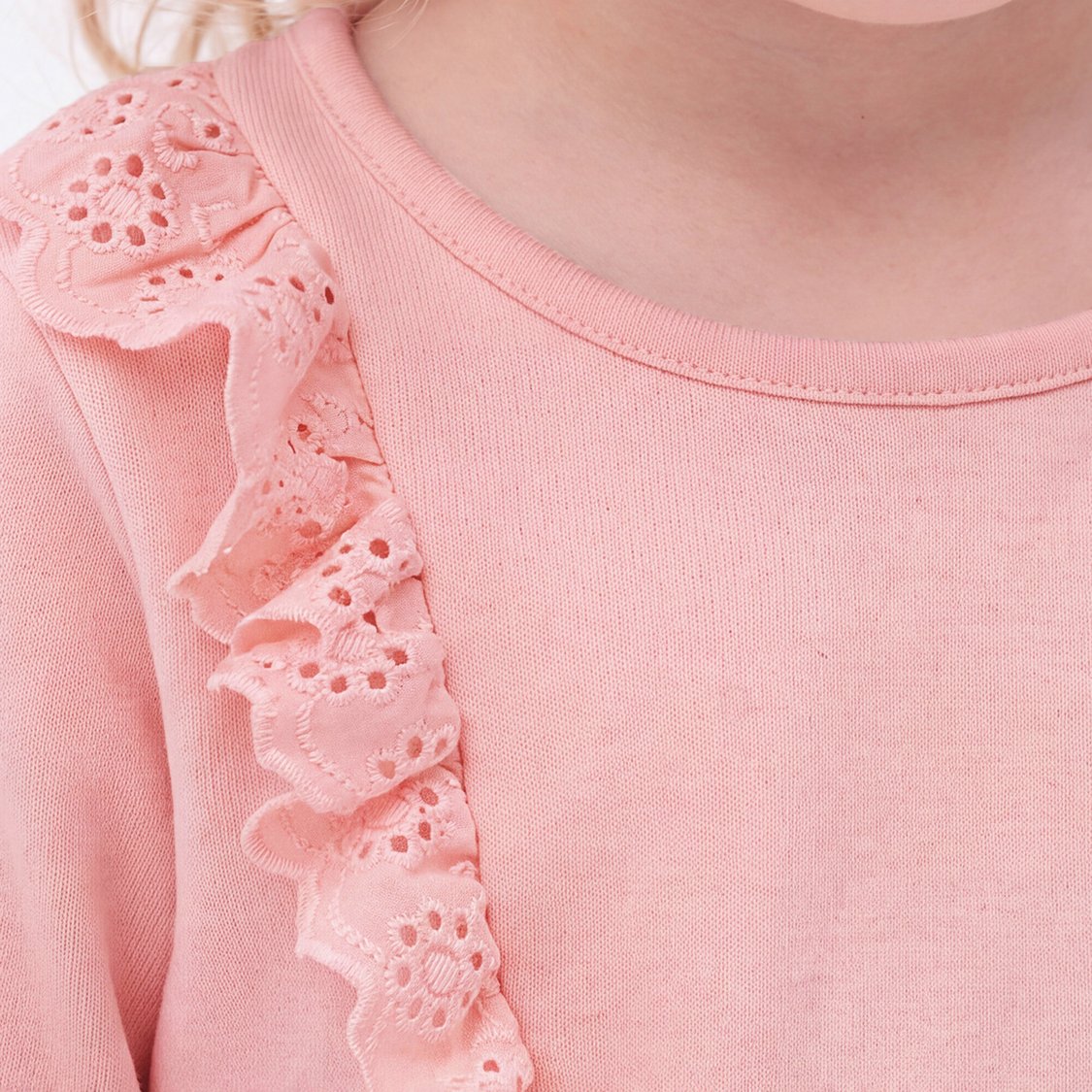 Juniors Schiffli Ruffle Top and Pyjama Set