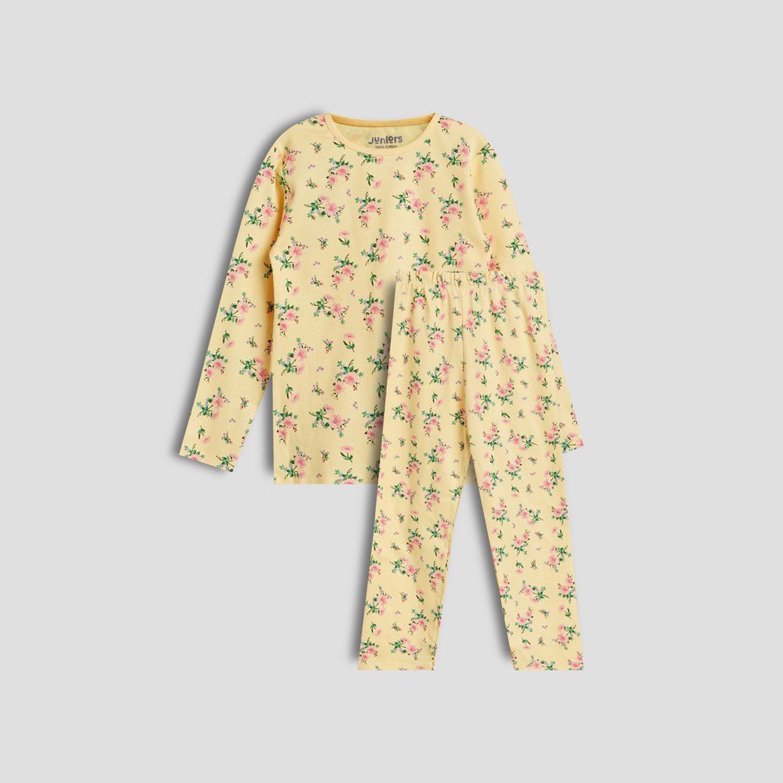 Juniors Floral Print T-shirt with Pyjama Set