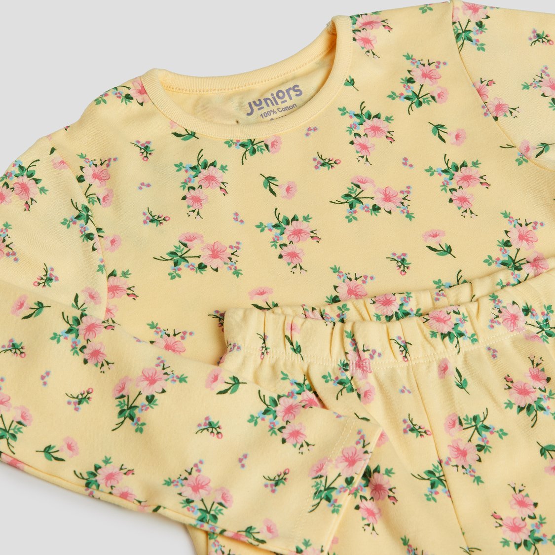 Juniors Floral Print T-shirt with Pyjama Set