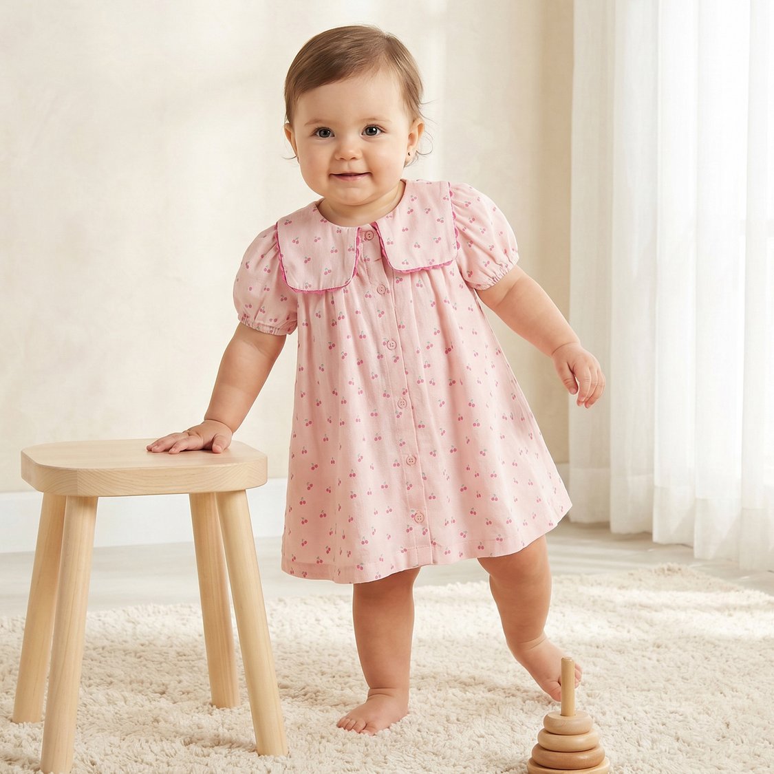 Juniors Cherry Print A-line Dress