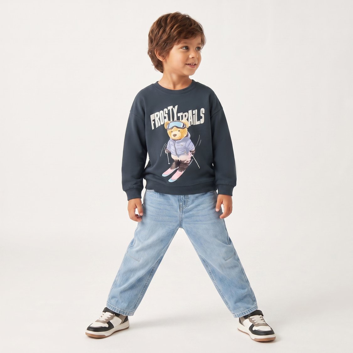 Juniors Bear Print Sweatshirt