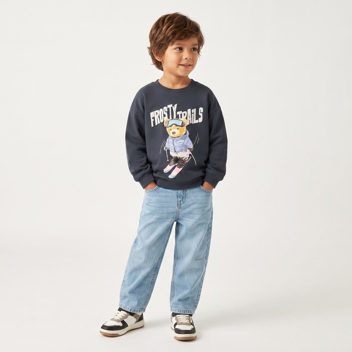 Juniors Bear Print Sweatshirt