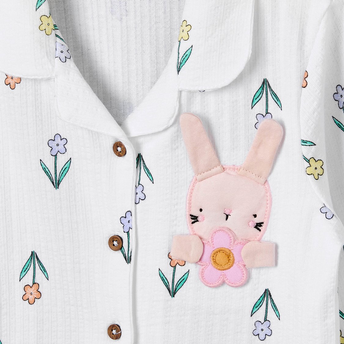 Juniors Bunny Applique Shirt with Pyjama Set