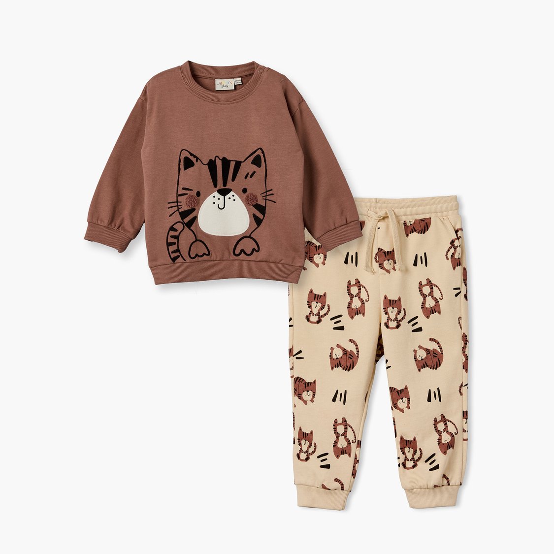 Juniors Tiger Print Sweatshirt with Joggers Set