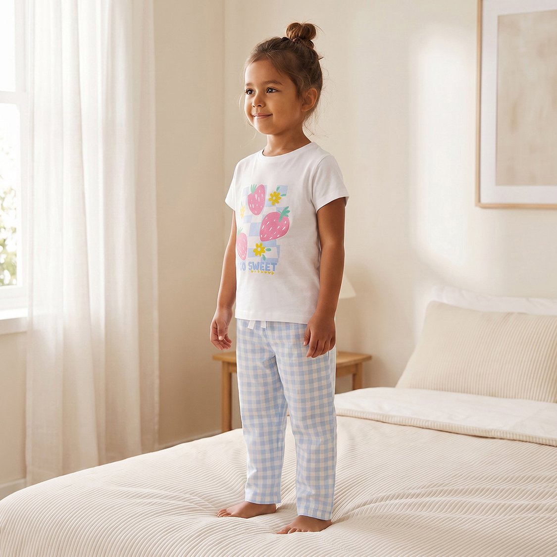 Juniors Printed T-shirt with Pyjama Set