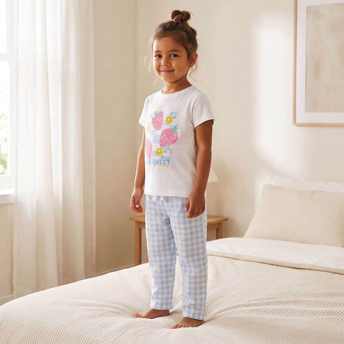 Juniors Printed T-shirt with Pyjama Set