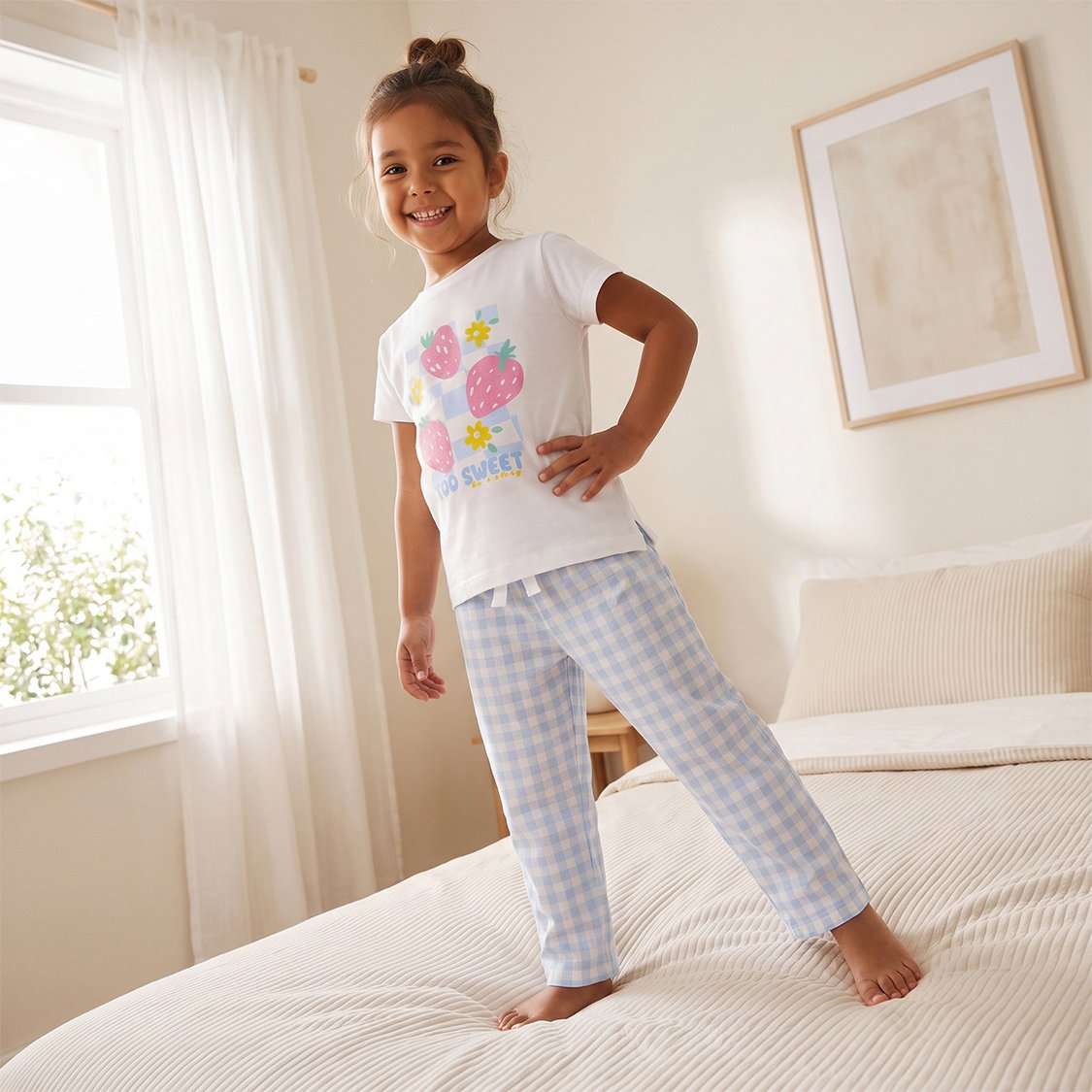 Juniors Printed T-shirt with Pyjama Set