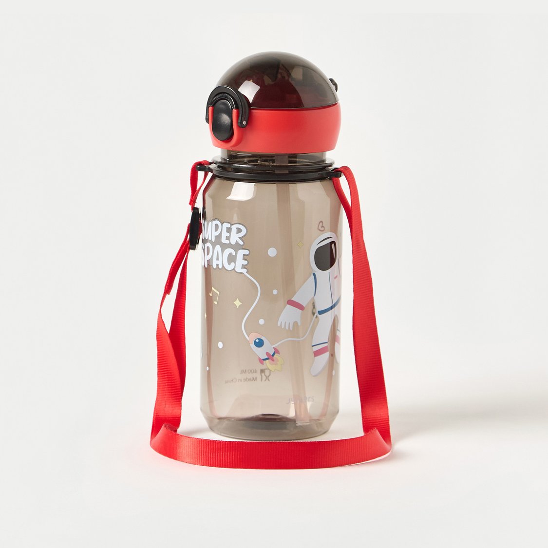 Juniors Space Print No Spill Straw Water Bottle - 400 ml