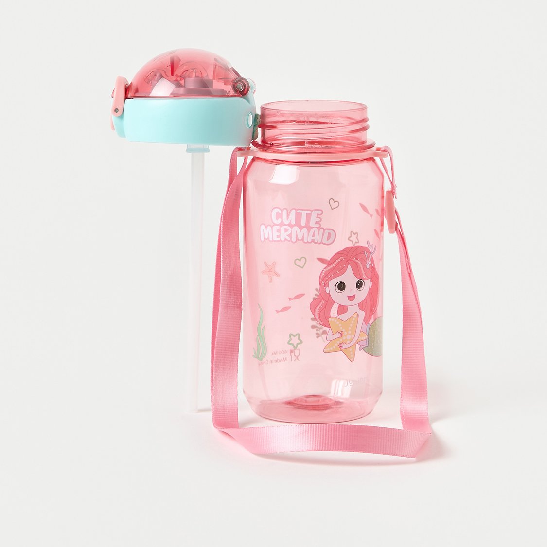 Juniors Mermaid Print Straw Water Bottle - 400 ml