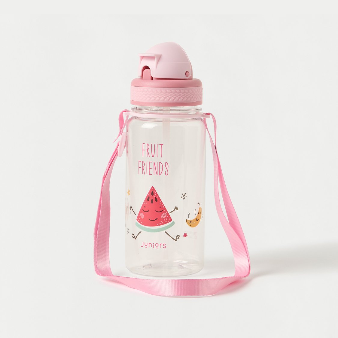 Juniors Fruit Print Flip Straw Water Bottle - 350 ml