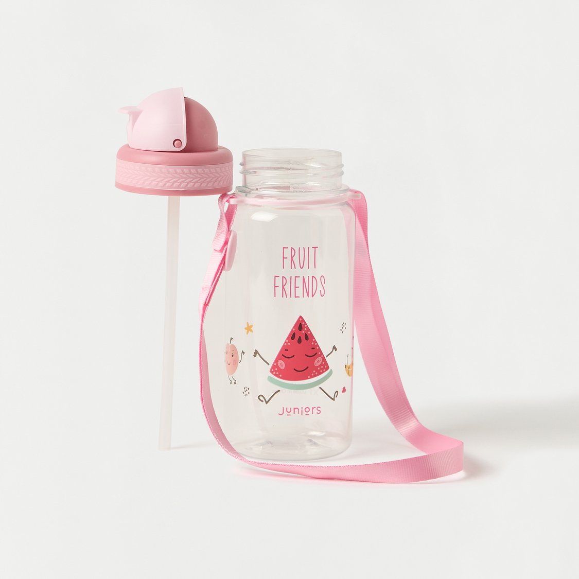 Juniors Fruit Print Flip Straw Water Bottle - 350 ml